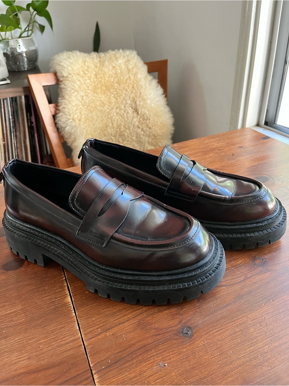 Chunky Lug Sole Penny Loafers in Dark Brown - Picture 6 of 6